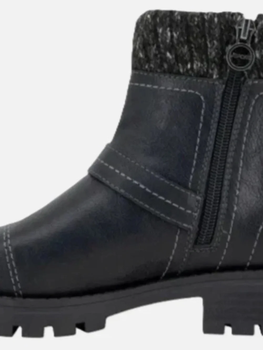 New JSport Violet Boots Women's Black Zip Knit Cuff Memory Foam Ankle Bootie